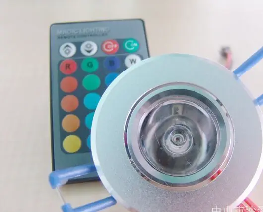 1*3 Вт RGB светодиодный потолочный светильник фотовход с ИК пультом дистанционного