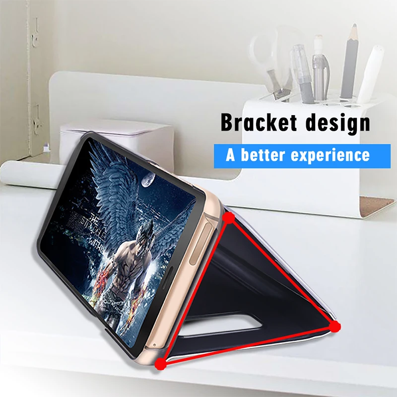 KEYSION зеркальный флип-чехол с подставкой для Xiaomi Redmi Note 7 6 5 Pro 4X 3 Smart Clear View Cover 6A Plus S2 Y1