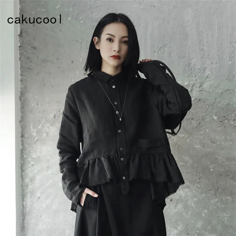 Новые хлопковые льняные блузки Cakucool для женщин в японском стиле Харадзюку рваная