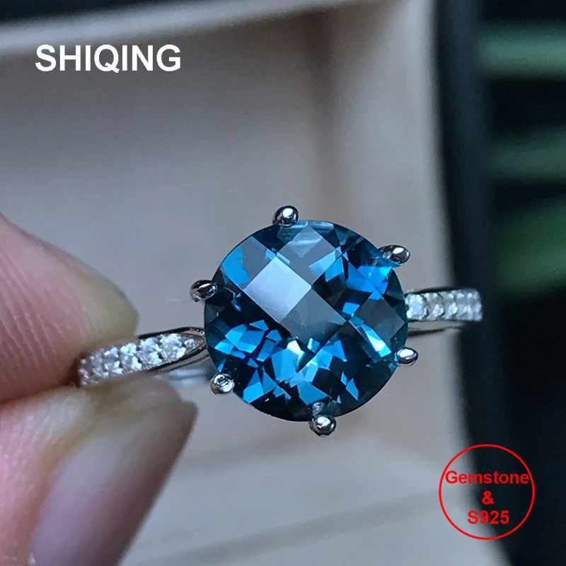 SHIQING лимитированное количество высокое качество голубой топаз из драгоценных