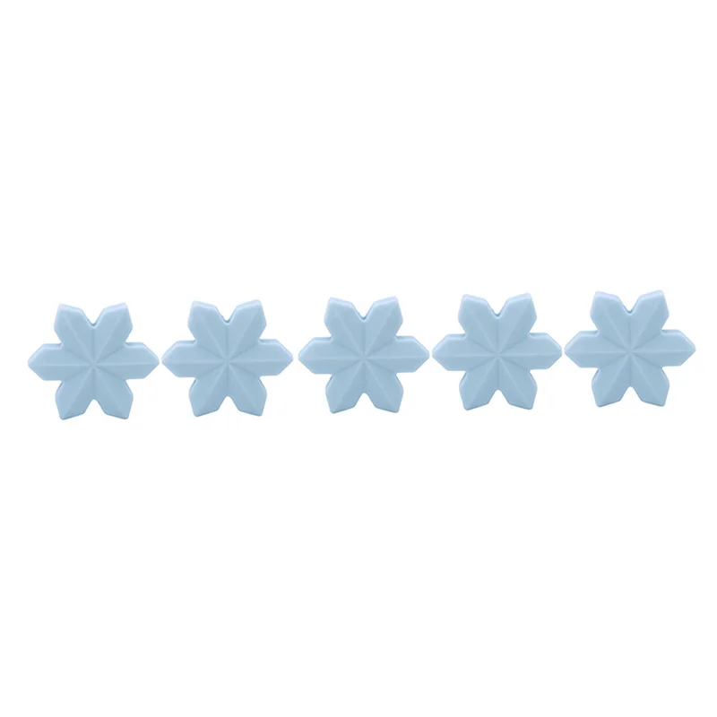 Baby blue 5 шт./упак. Снежинка формы силиконовые бусины для изготовления ювелирных изделий Подвеска для ожерелья из силикона для ухода за зубами жевать бусины - Цвет: Baby blue