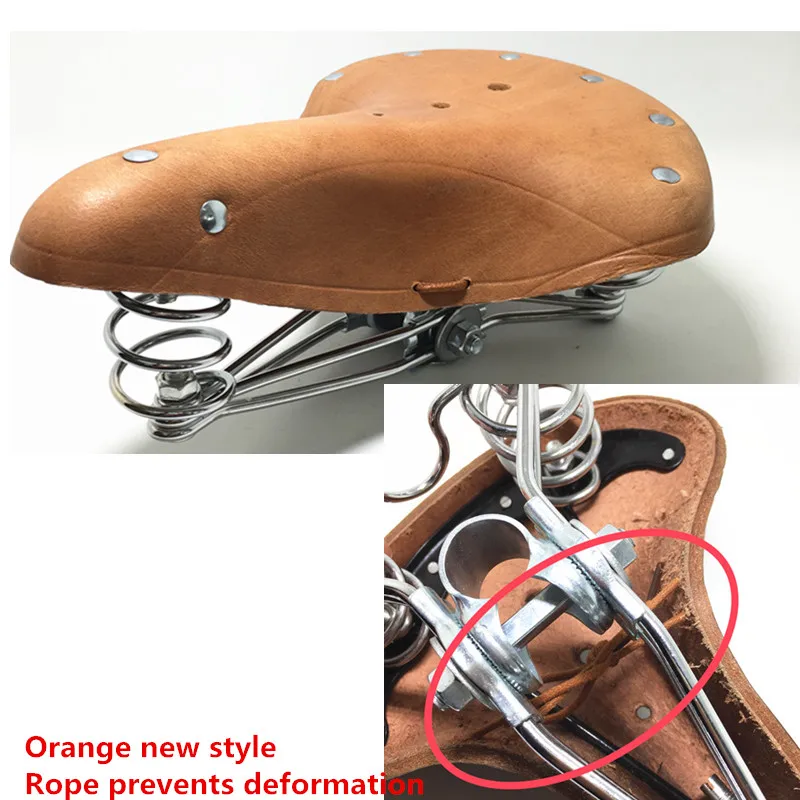 TDX4Orange new style TDX-4,, винтажное велосипедное седло 2628 из натуральной кожи, старое стильное Велосипедное весеннее седло из натуральной кожи, автомобильное сиденье - Цвет: TDX4Orange new style