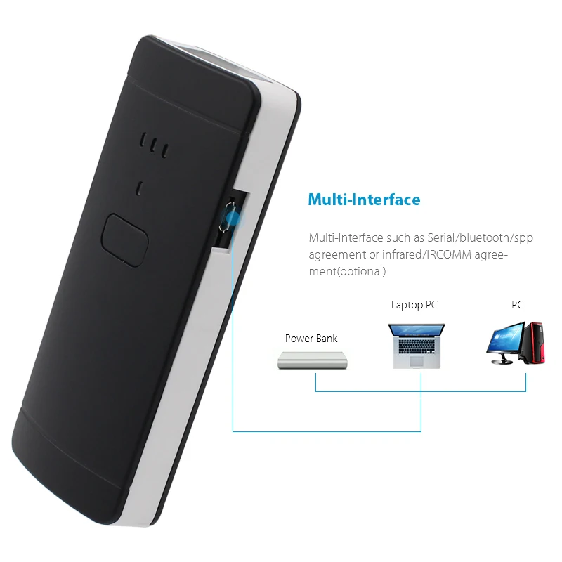 Мини сканер штрих кода Bluetooth 1D 2D беспроводной мобильный считыватель кодов для Ipad