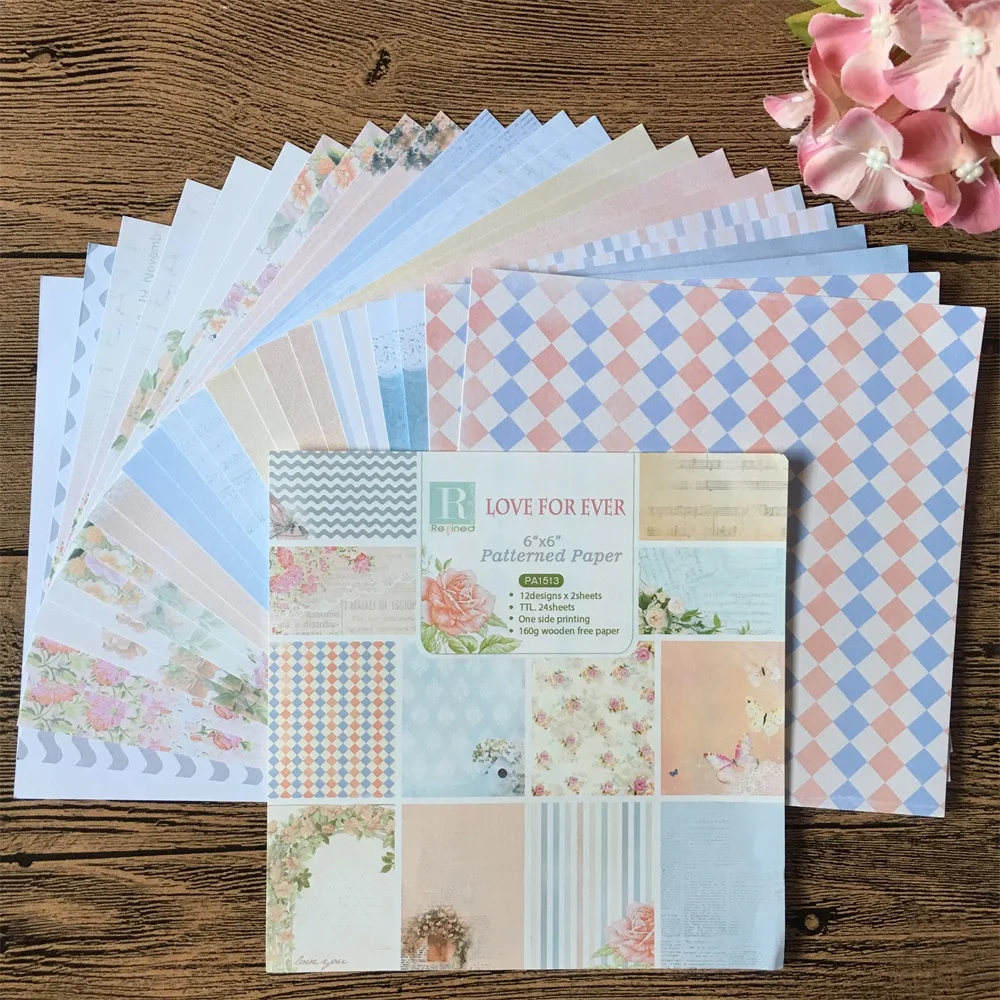 24 шт./упак. 6*6 дюймов Love For Ever бумажный пакет с рисунком для скрапбукинга DIY Happy planner