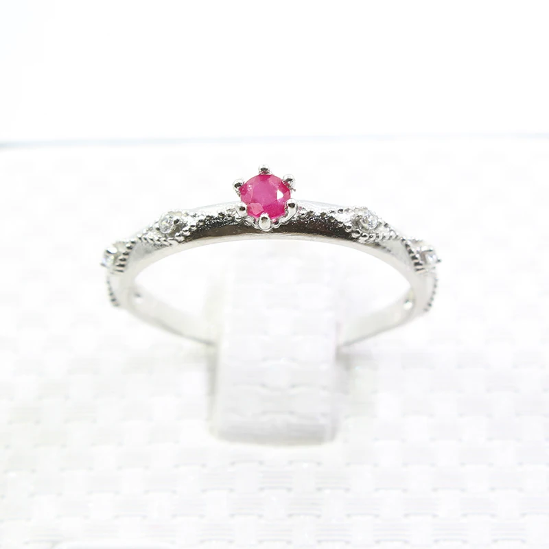 Vintage ruby engagement ring for woman 3 mm natural silver solid 925 jewelry romantic birthday gift | Украшения и аксессуары