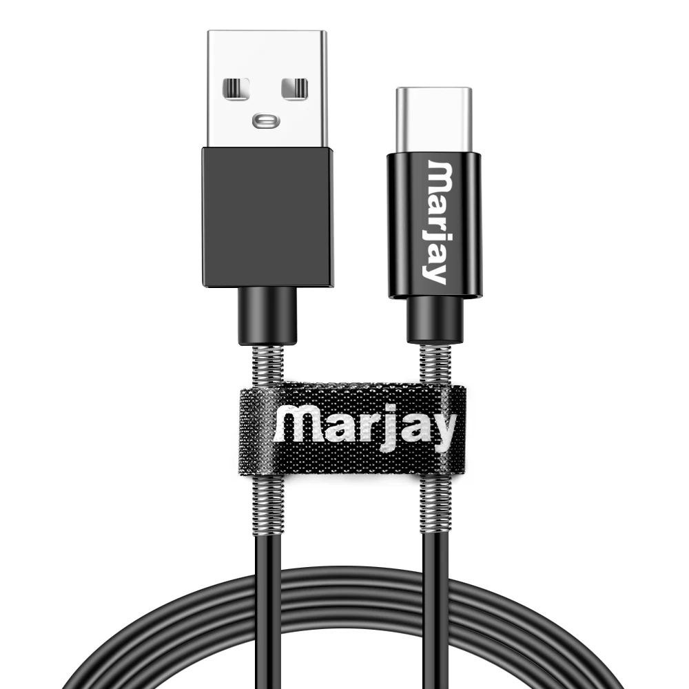 Black for Type C Marjay type C весенний кабель для samsung S10 Note9 Быстрая зарядка зарядное устройство USB-C кабель для huawei P20 lite провод кабель для передачи данных для Xiaomi - Цвет: Black for Type C