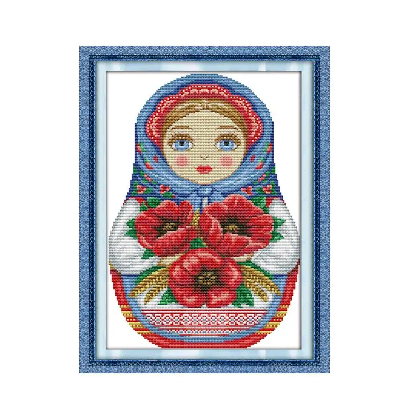 Русская кукла полный девять наборов DIY Набор для вышивки крестом линия вышивка 14CT 11CT белая ткань печатная ткань декоративные картины - Цвет: C602(9)