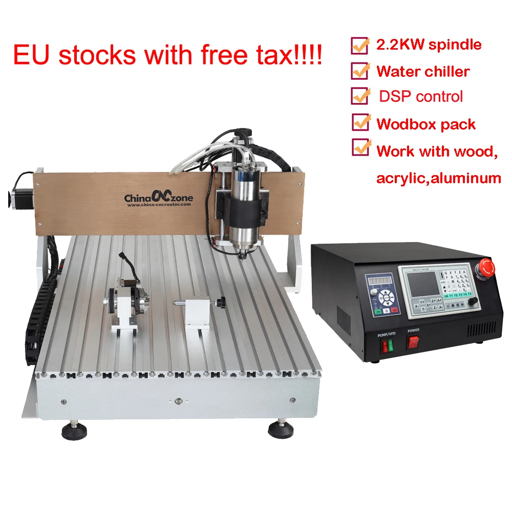 Мини фрезерный станок с ЧПУ для гравировки металла DSP CNC 6090 4 оси 2200 Вт водяное