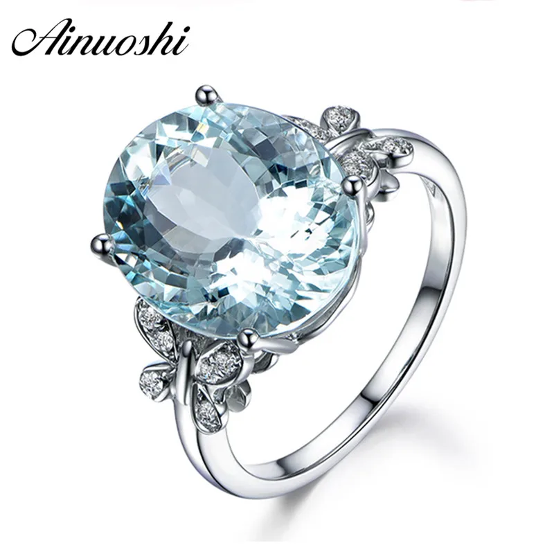 AINUOSHI, роскошное 6ct большое овальное топазовое кольцо, 925 пробы, серебро, настоящий голубой Натуральный топаз, женское ювелирное изделие, Бабочка, Женское кольцо