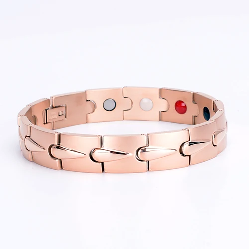 rose gold Oktrendy магнитный браслет из гематита мужские браслеты для здоровья с застежкой-крючком терапевтические браслеты мужские ювелирные изделия для здоровья - Окраска металла: rose gold