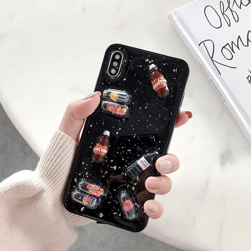 3D напиток бутылка телефон капсула Чехол для мобильного телефона iPhone 11 12 бетонный