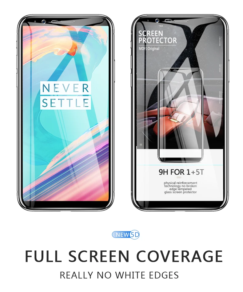 Oneplus 5t стекло MOFi one plus 5t защита экрана полное покрытие черная Передняя пленка защита oneplus 5t закаленное стекло 6,01