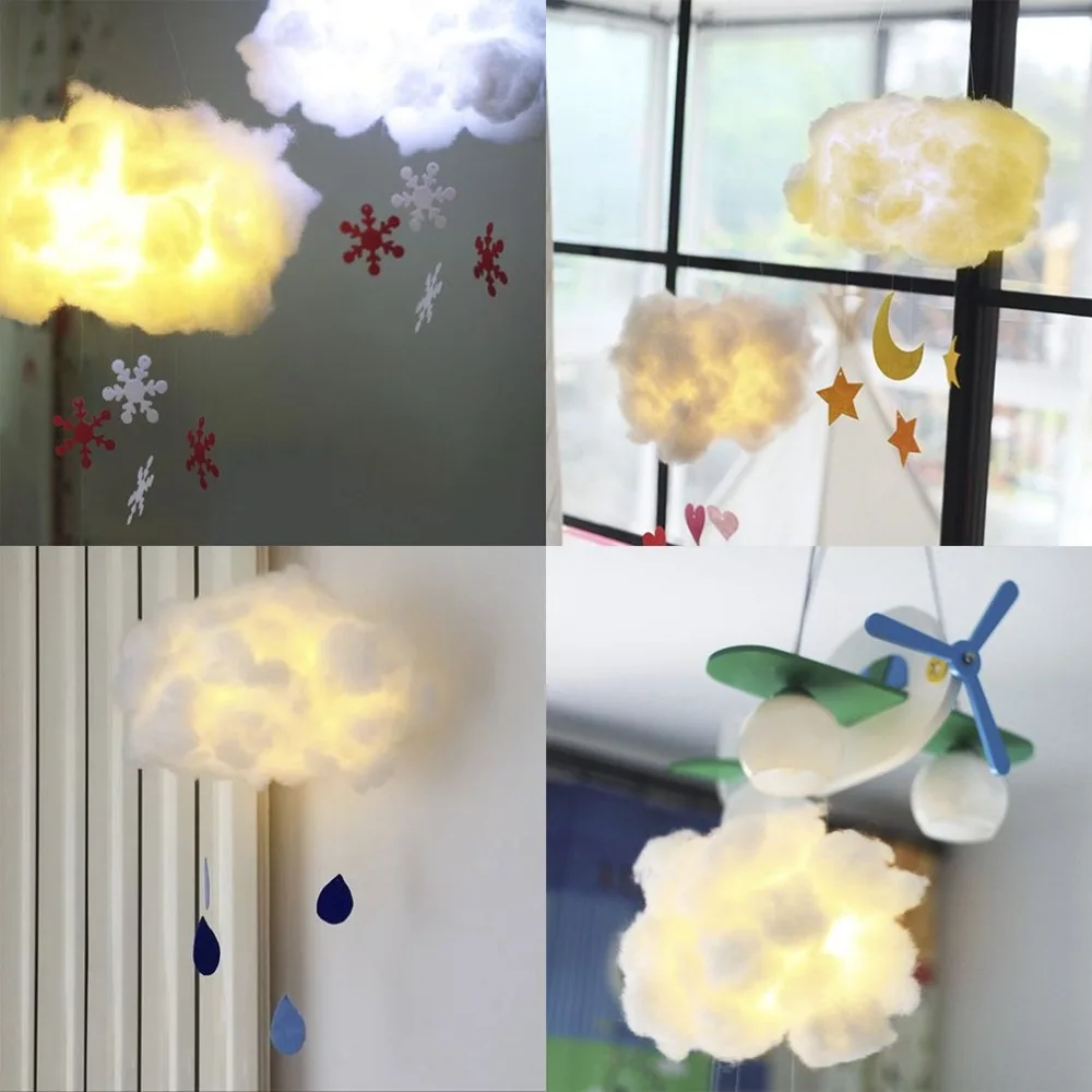 Kawaii милые Дизайн DIY ручной работы из хлопка облако светильник подвесной