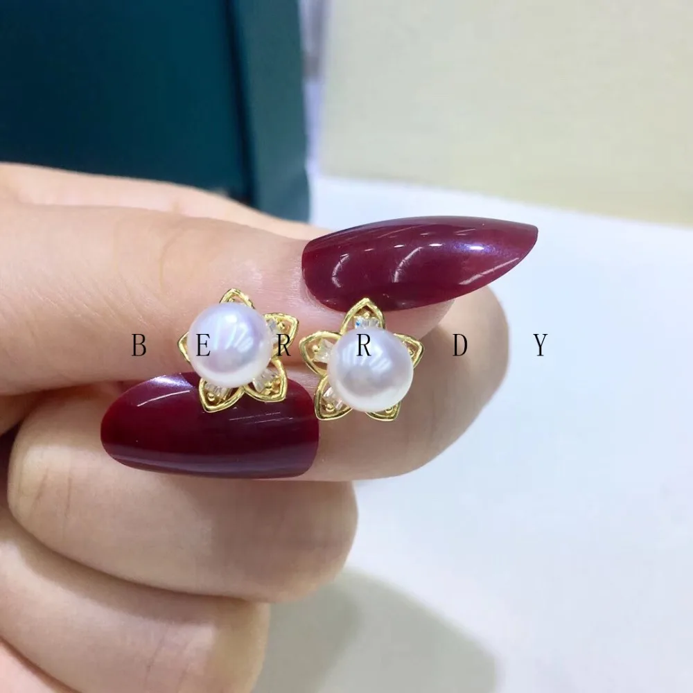 Серьги из стерлингового серебра 925 пробы фурнитура серьги-гвоздики Настройки крепления частей крепления для жемчуга Агат коралловые бусины камни
