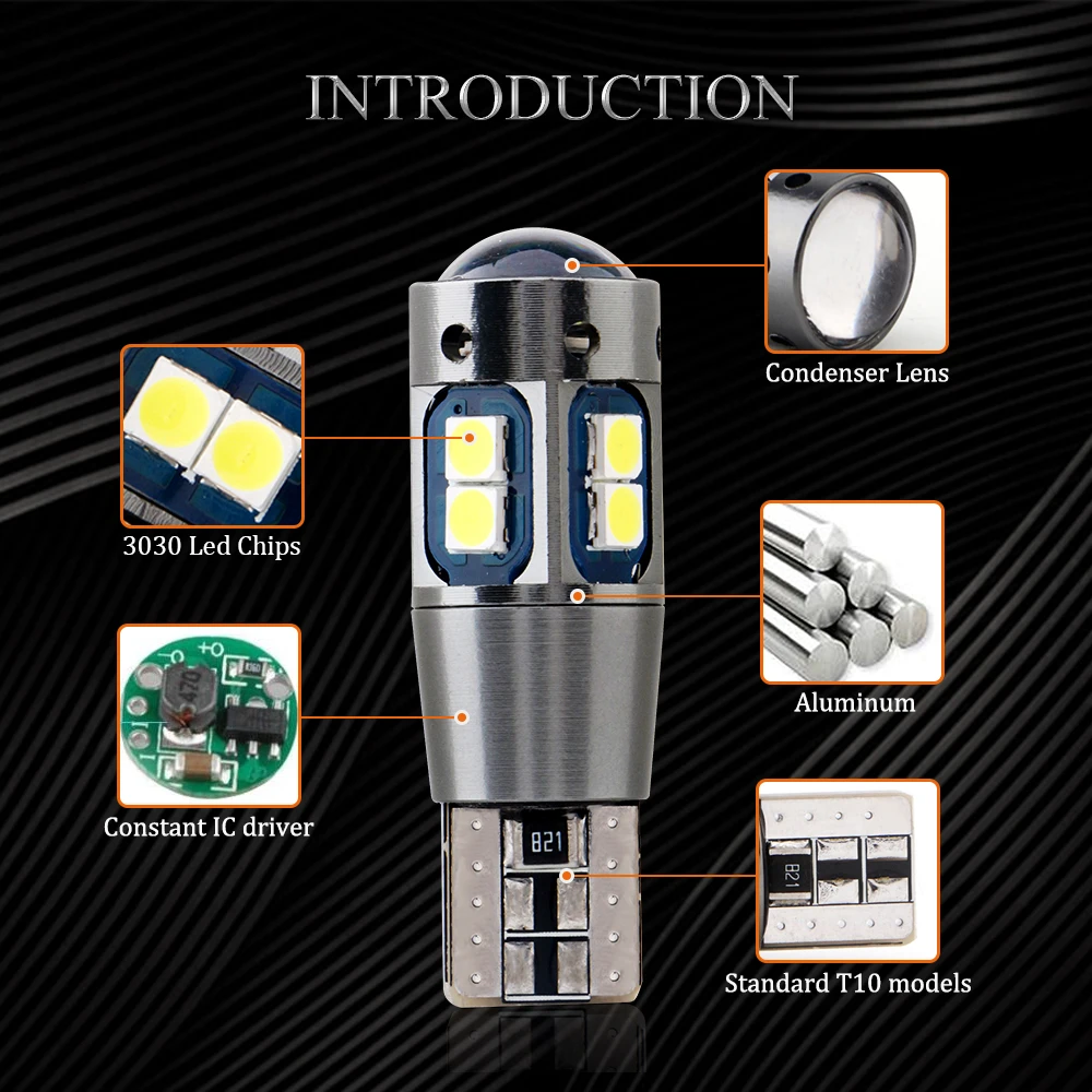 YM E-Bright 4 шт. T10 3030 10 SMD W5W 194 фонарь 168 без ошибок автомобильные лампы DC 12 В белого и