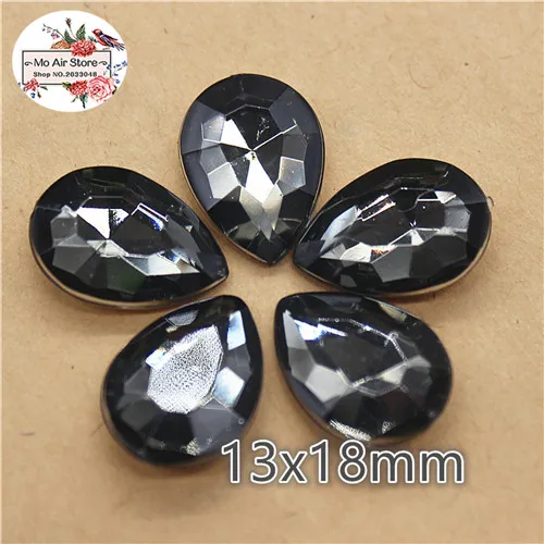 gray 50pcs 50 шт. 13x18 мм Разноцветные Акриловые стразы в виде капли, камень маркиза, граненые Стразы Украшения для самодельного изготовления без отверстия - Цвет: gray 50pcs