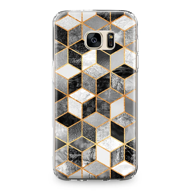 7510 Золотой боковая неправильный многоугольник чехол под мрамор для samsung Galaxy S4 S5 S6 S7 край S8 S9 S10 плюс S10e Note 4 5 8 9 ТПУ чехол для телефона - Цвет: 7510