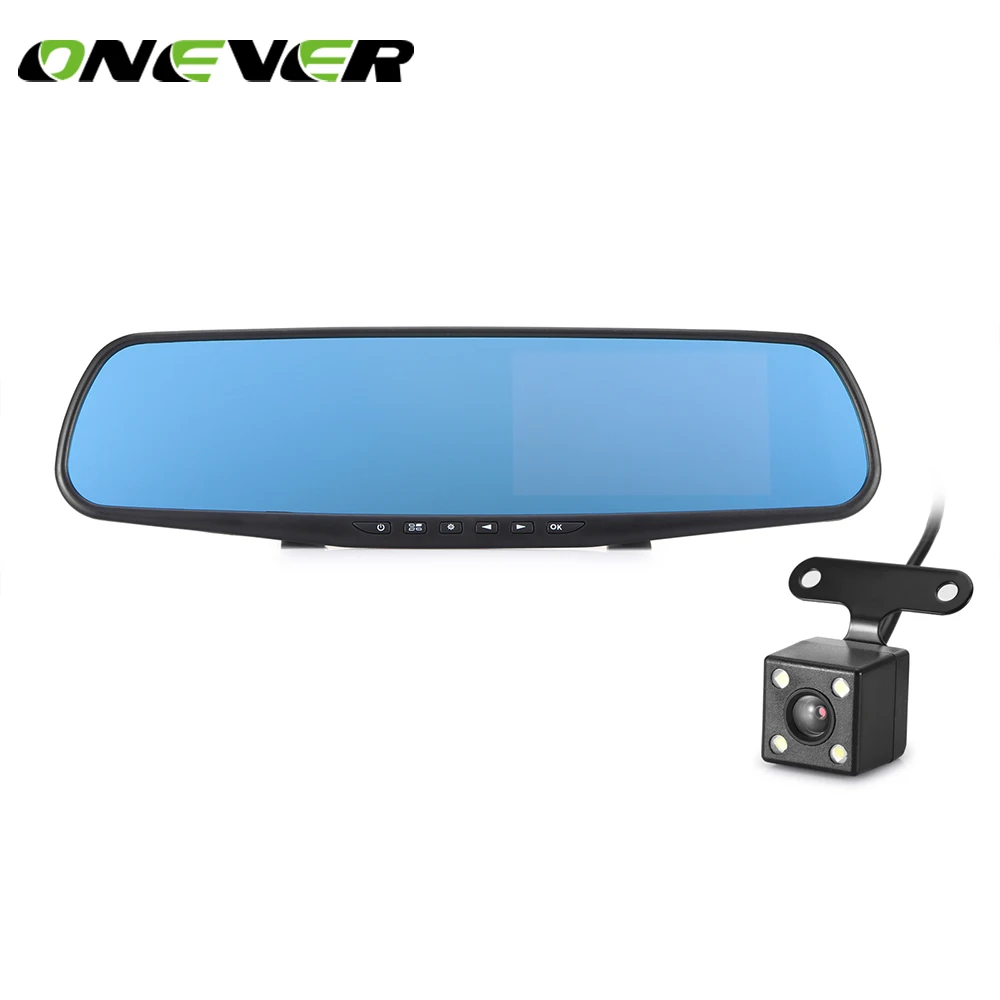 Onever 4 3 &quotFull HD автокамера зеркало заднего вида DVR видеорегистратор с двойной