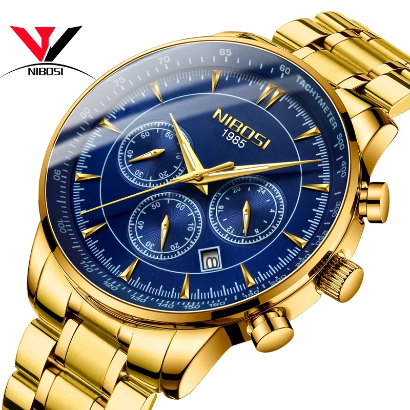 

NIBOSI Chronograph Men Watches 2019 Luxury Brand Waterproof Analog Quartz Wristwatch Sports Military Army Male Clock Relogios