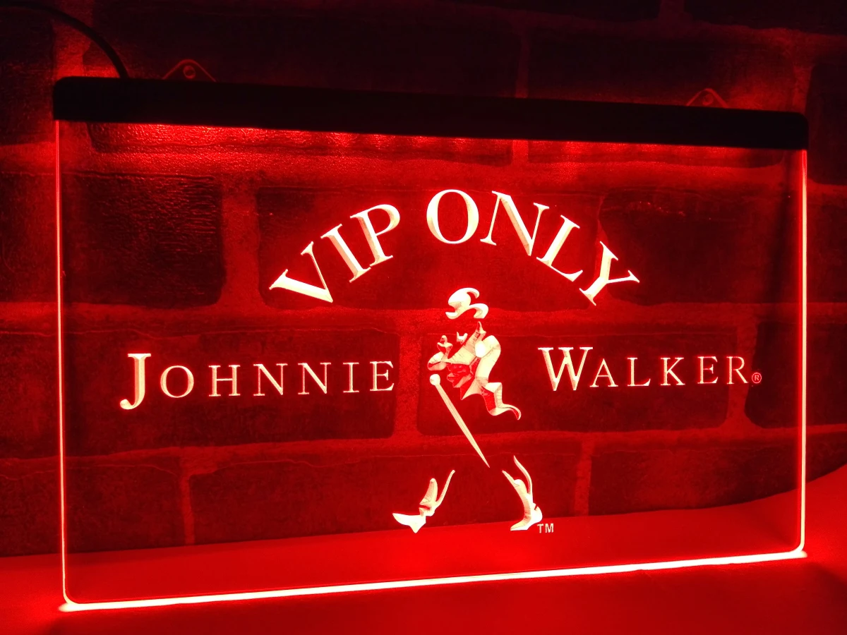 LA438 VIP Только Johnnie Walker виски светодиодный неоновый светильник знак для домашнего