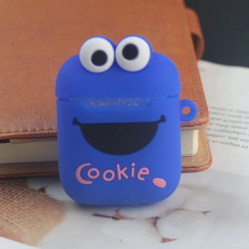 Cookie Blue Милый мультяшный чехол для AirPods, противоударный защитный силиконовый чехол для наушников Apple, аксессуары для зарядного устройства - Цвет: Cookie Blue