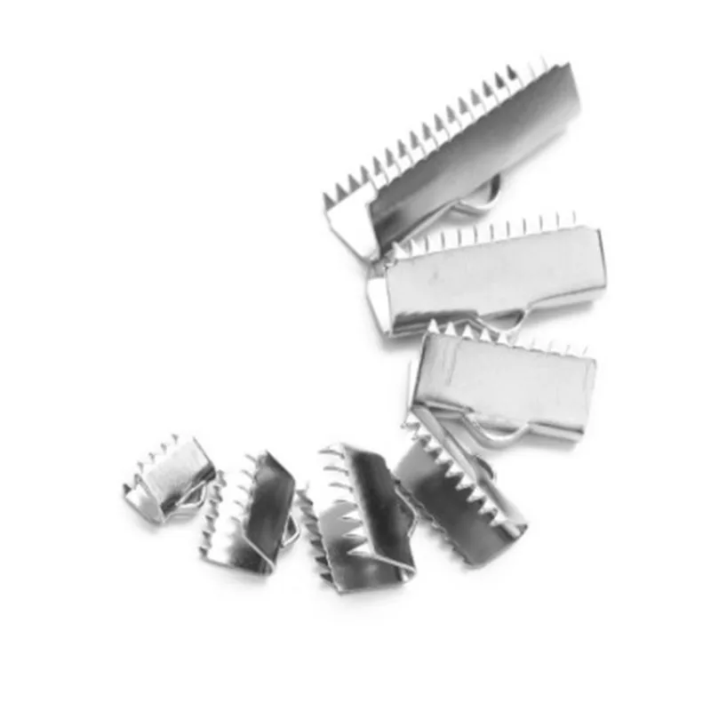 Start-up 20pcs/lot Smooth Stainless Steel Ribbon Clip Clamp Cord Crimp End Cap Tip Pinch Necklace Bracelet Connector Finding DIY | Украшения