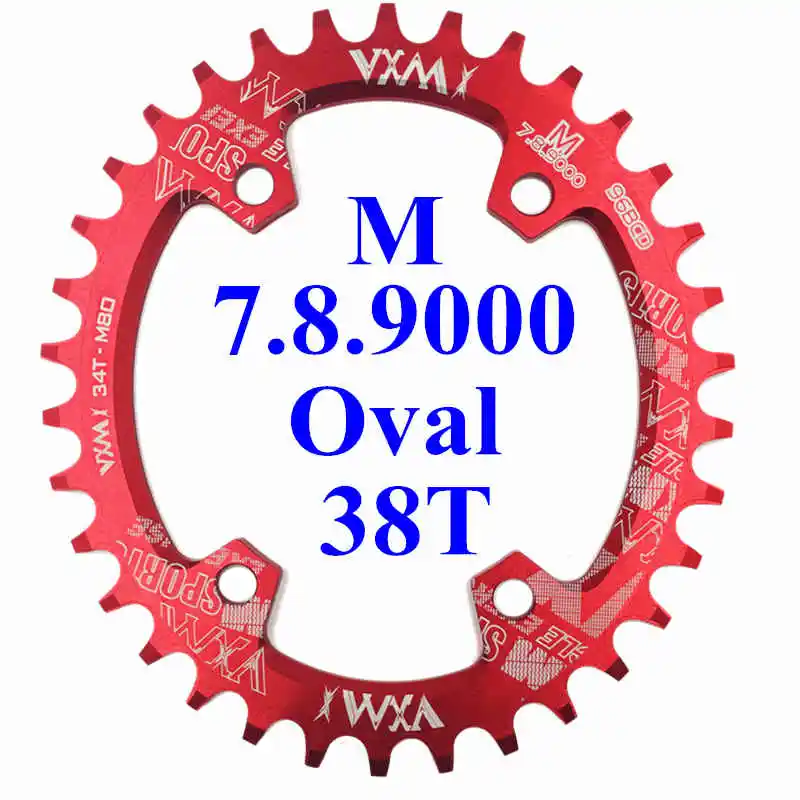 VXM Овальный 96BCD цепь MTB Горный BCD 96 велосипед 32T 34T 36T 38T зубной части пластины для M6000 M7000 M8000 - Цвет: M8O Oval 38T Red