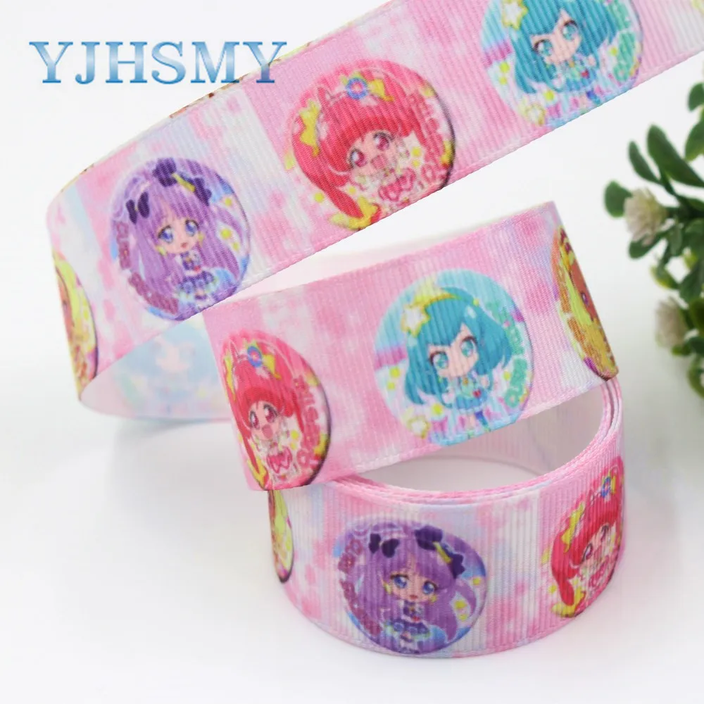 YJHSMY I 19430 1148 25 мм 5 ярдов мультфильм теплопередачи печатных grosgrain ленты лук Кепка DIY