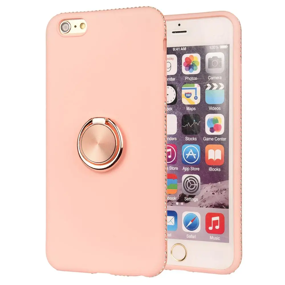 Luxury Diamond Candy Color Silicone Soft Case For iPhone 7 8 Plus XR XS MAX X 6 6S With Ring Stand Cover Fundas Shell |