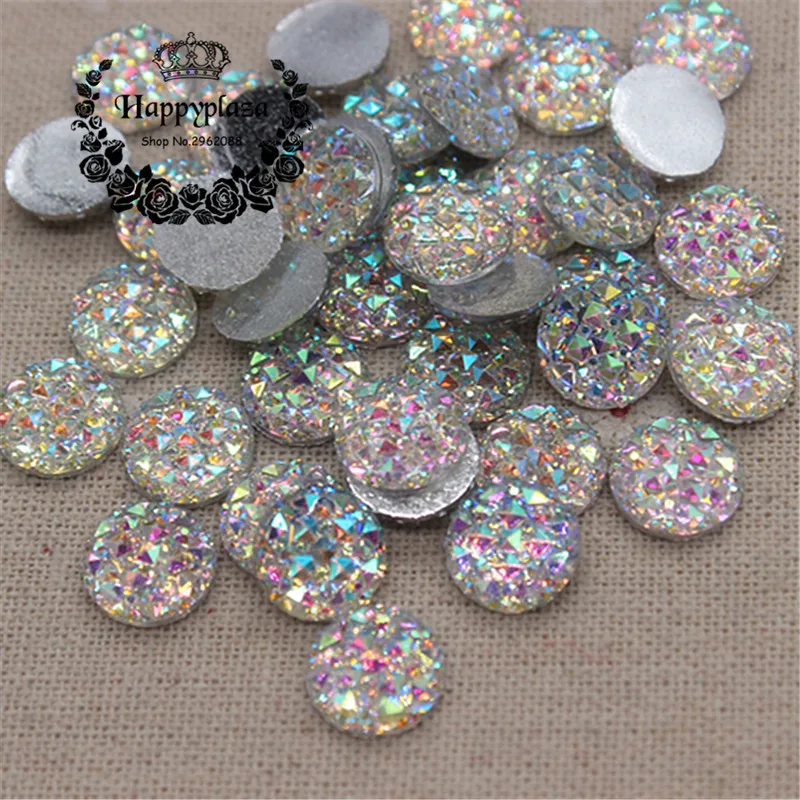 100 шт 12 мм Bling прозрачный белый AB смолы Стразы Круглый плоский с оборота камень Кабошон DIY Свадебные украшения ремесла