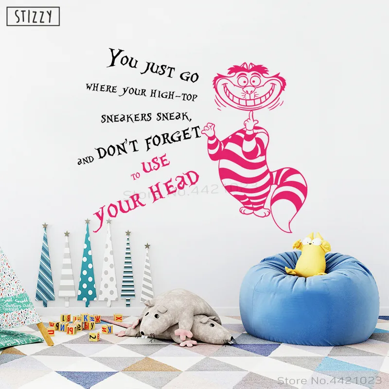Настенная Наклейка stizzy Alice in Wonderland Smile Cat настенные наклейки для детской комнаты