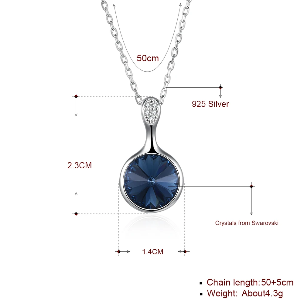 Ожерелье LEKANI с кристаллами Swarovski 925 пробы Серебряное модное классическое круглое ожерелье с подвеской хорошее ювелирное изделие для женщин