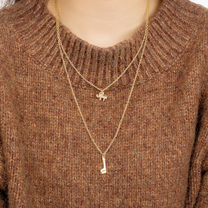 Big Elephant Giraffe Necklace Babe Neckalce Sis. Lil Sis Mother Daughter Matching Gold Chain Jewelry Gift | Украшения и