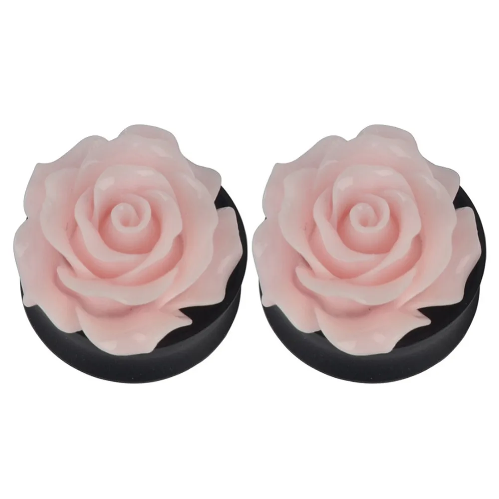 1 пара Роза акрил двойной седло ухо Вилки Мода R датчик туннели носилки