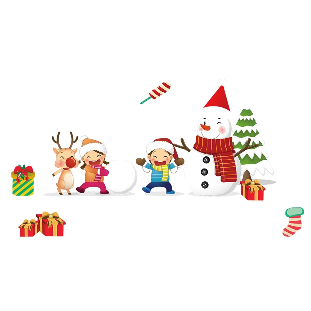 

Christmas Snowman Wall Mirror Window Sticker DIY Decal Self Clings Decor