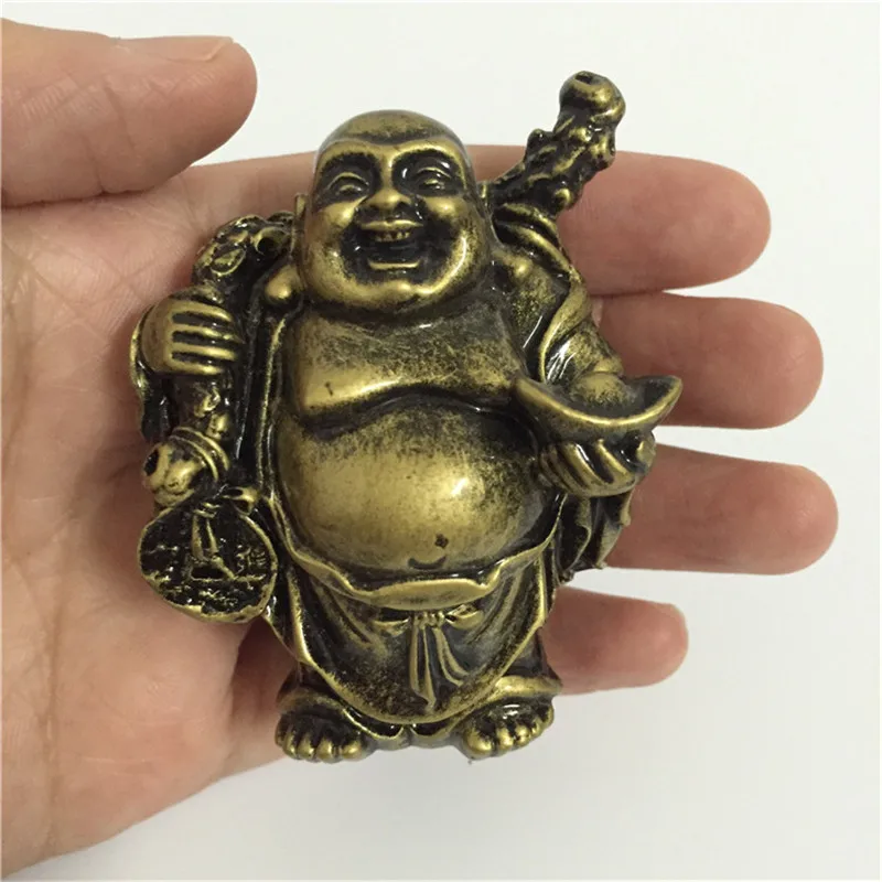 Китайская статуя Будды Maitreya из слиток украшения подарок резные бронзовые
