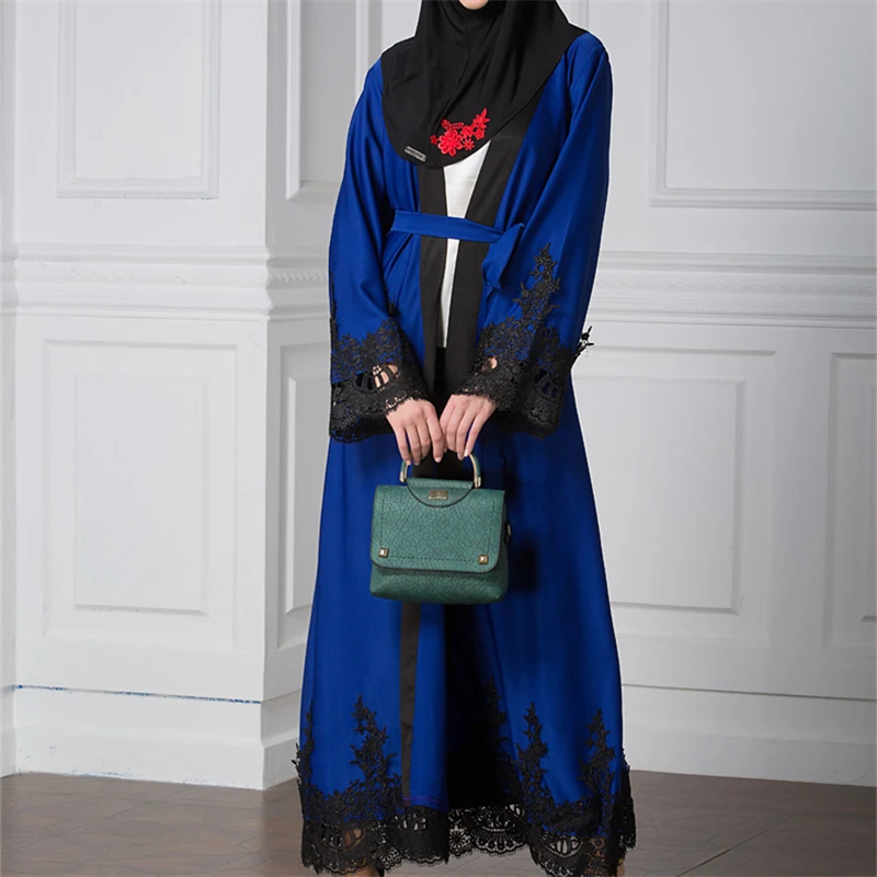 Бренд мусульманская Мода 2020 платье с принтом ткань кафтан Синий халат винтажный
