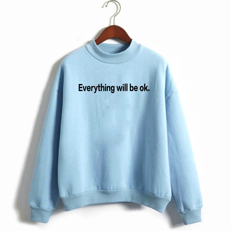 Все будет ОК Hoodie Для женщин Crewneck Ariana Grande кофты Harajuku с длинным рукавом флис теплый