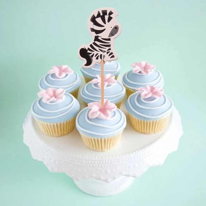 24PCS/Pack Animal Farm Cake Toppers Jungle Safari Party Cupcake Decoration Inserts Card for Kids ZQ976921 | Дом и сад