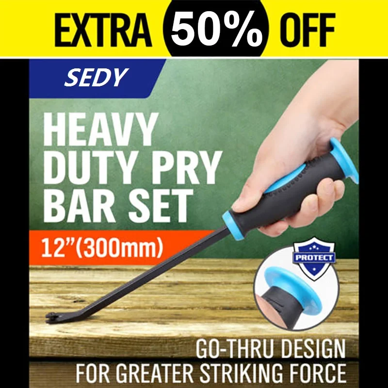 SEDY 2023Professional 12" Stanley Crowbar Staple Round Shank Flat Head Pointed Crowbar Pry Bar Pry Tire Rod Repair Hand Tools