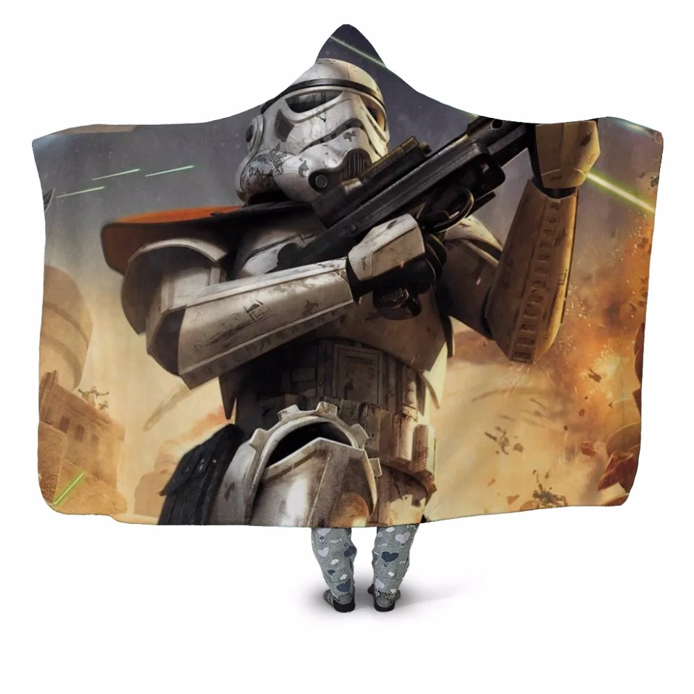 

Cartoon Shootor 3D Printed Plush Home Office Hooded Blanket for Adult Washable Warm DIY Wrap Cloak Velet Fleece Throw Blanket