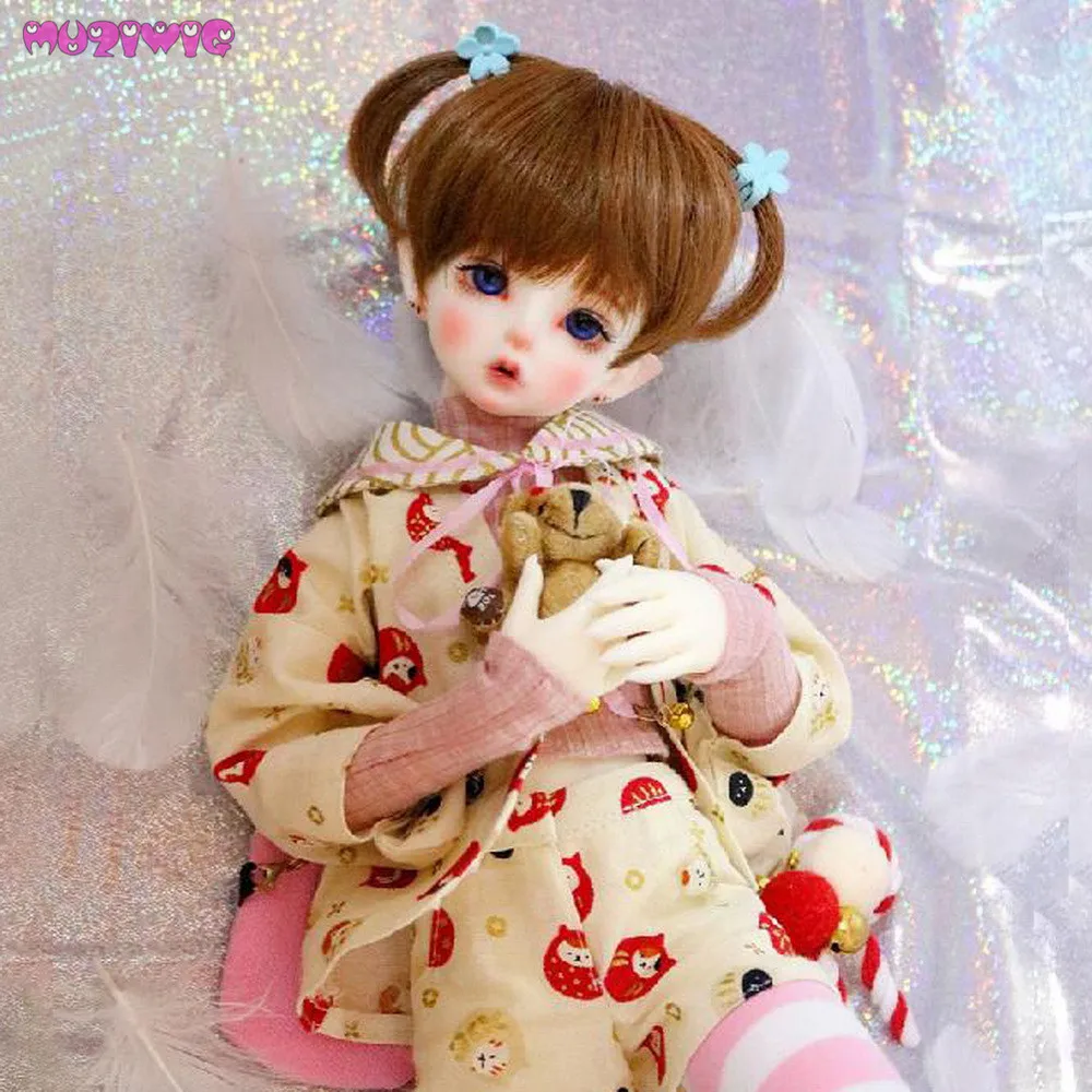 

MUZIWIG New Arrival Sythetic Short Straight Brown Wigs for 1/3 1/4 1/6 BJD Dolls Wig Only