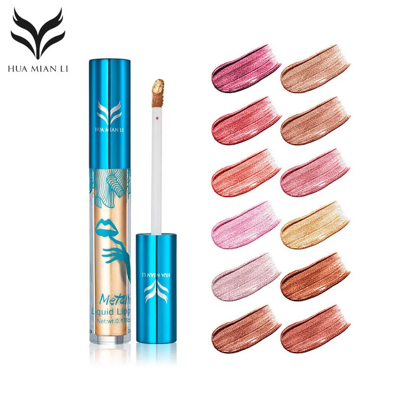 Блеск для губ металлическая перламутровая жидкая губная помада стойкий не