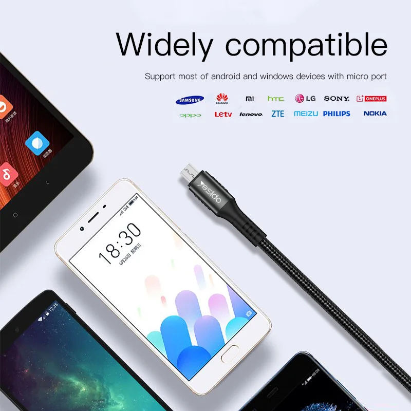 Yesido CA36 5A быстрое зарядное устройство Micro USB кабель для Xiaomi Redmi Huawei Samsung Быстрая
