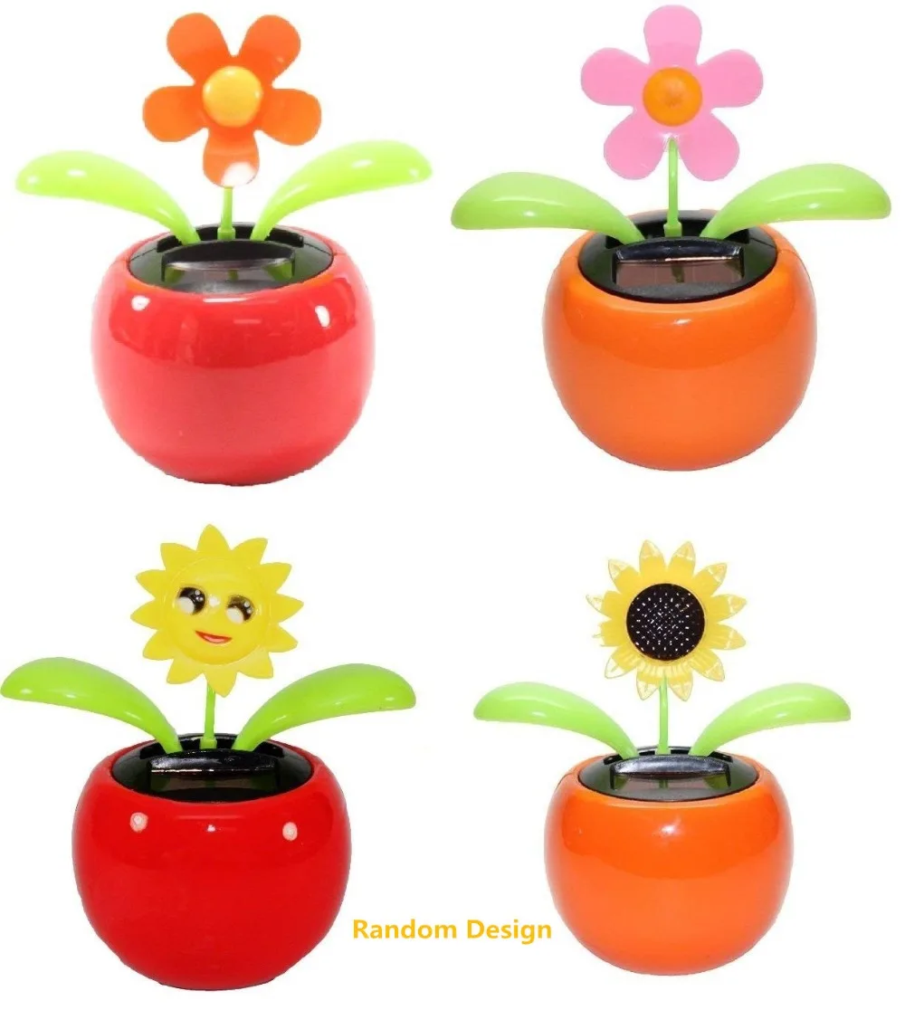 

New Solar Powered Flip Flap Dancing Flower For Car Decor Automatic Dancing Flower Toy Gift-4PCS/Pack