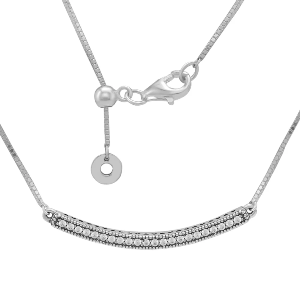 

925 Sterling Silver Necklace Hearts of Brand Bar Necklace Fits Necklace for Women Gift Lover Wife Silver 925 Original Jewelry
