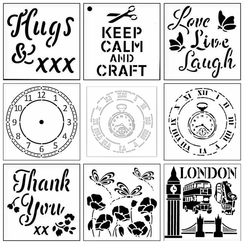 Пластиковый трафарет с часами Keep Calm And Love сделай сам скрапбукинг тиснение