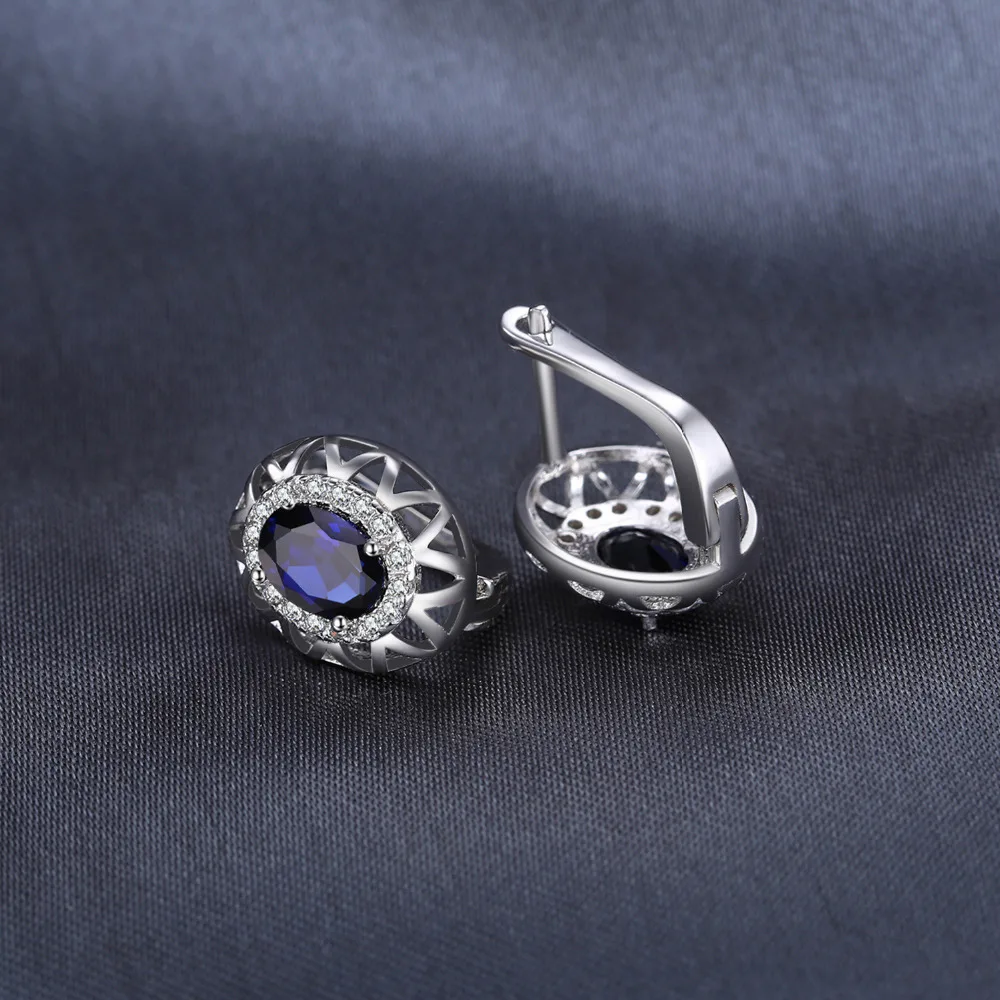 Jewelrypalace уникальный Дизайн 2.4ct синий создан сапфиры клип на Серьги реальные 925