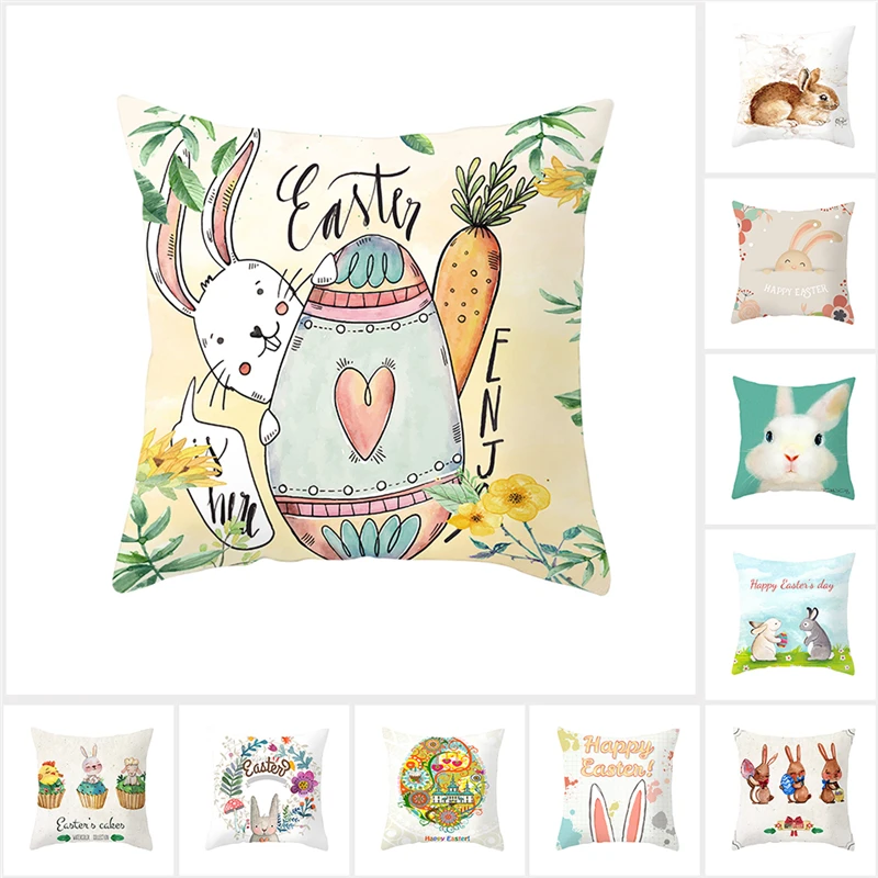 Чехлы на подушки Fuwatacchi Happy Easter для дивана с кроликом декоративные украшения дома