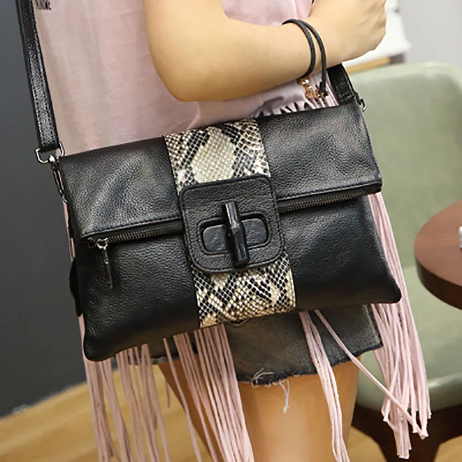 Женский складной клатч в полоску под змеиную кожу сумки на плечо из